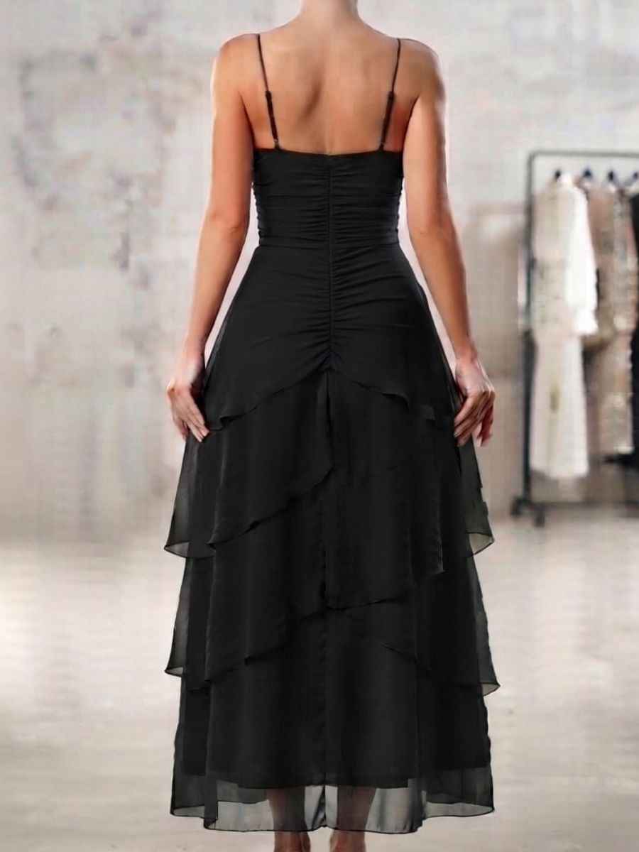 ModaFesta -spaghetti-flairy-power-net -dress-black
